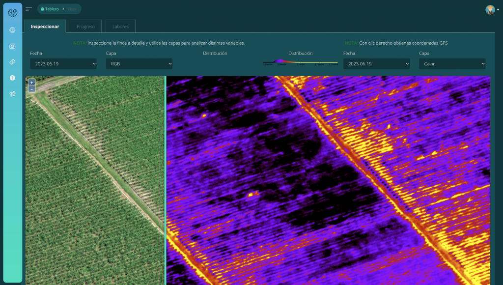 Inspección detallada de lugares con alto calor mediante imágenes térmicas - Identificación precisa de áreas calientes en la APP imágenes